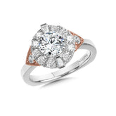 Vintage Two-Tone Halo Engagement Ring W/ Baguette Diamonds